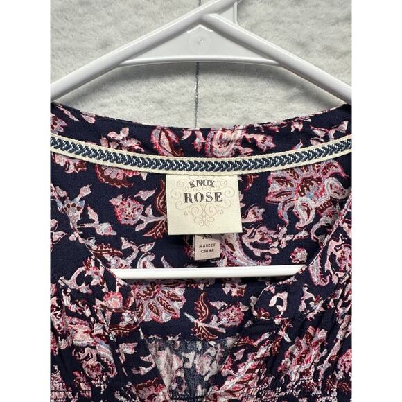 Knox Rose Beautiful Blue Purple Button Up Tunic Size XS Oversized Ruched - Picture 4 of 9